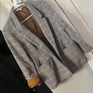 Men's Houndstooth Plaid Blazer - Gray & Brown
